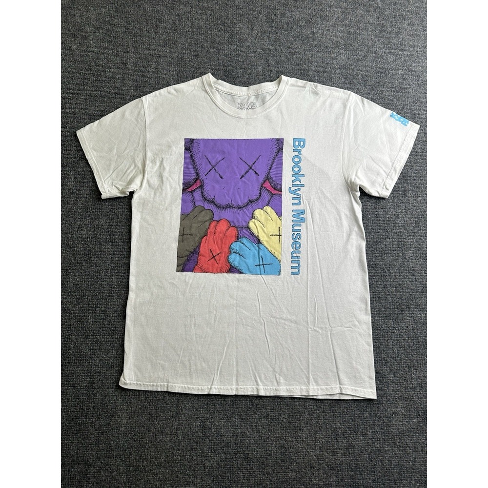 Men's KAWS What Party Brooklyn Museum White Graphic T-Shirt, Size L